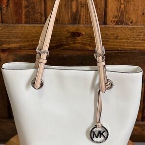 Michael Kors Cream Tote Bag with Tan Accents